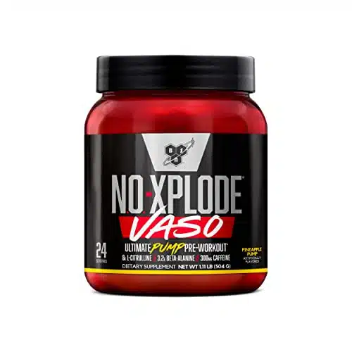 BSN N.O. XPLODE Vaso Pre Workout Powder with g of L Citrulline and g Beta Alanine and Energy, Flavor Pineapple Pump, Servings