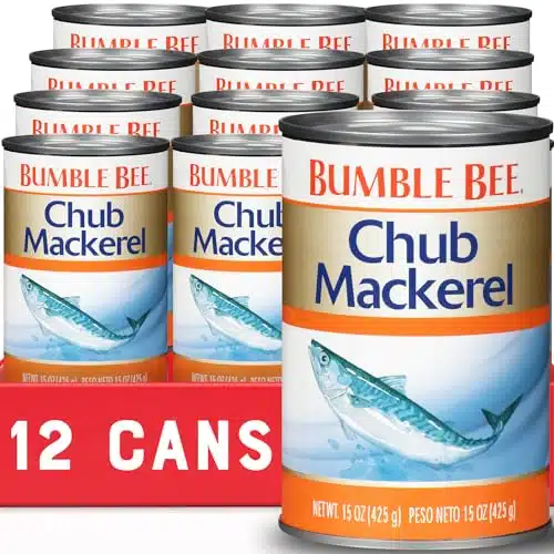 BUMBLE BEE Chub Mackerel, Canned Mackerel, High Protein, Keto Food, Keto Snack, Gluten Free, Paleo Canned Food, Ounce Can (Pack of )