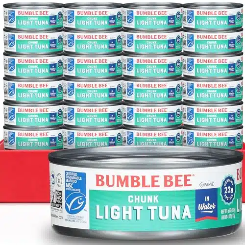 Bumble Bee Chunk Light Tuna In Water, oz Cans (Pack of )   Wild Caught   g Protein Per Serving   Non GMO Project Verified, Gluten Free, Kosher   Great For Tuna Salad & Recipes