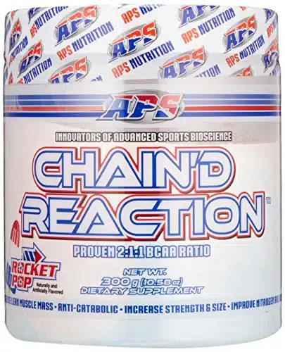 Chain'd Reaction BCAA Powder   Muscle Building Amino Acid Recovery Aid for More Strength & Size, Rocket Pop, Gram