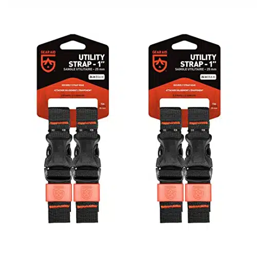 GEAR AID Utility Straps with Side Release Buckle, Secure and Compress Camping, Biking, Hunting, Boating Gear, Multiple Sizes x