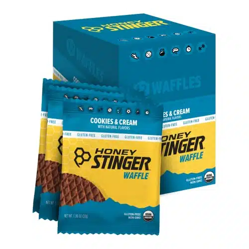 Honey Stinger Organic Gluten Free Cookies & Cream Waffle  Energy Stroopwafel for Exercise, Endurance and Performance  Sports Nutrition for Home & Gym, Pre and Post Workout  affles, Ounce