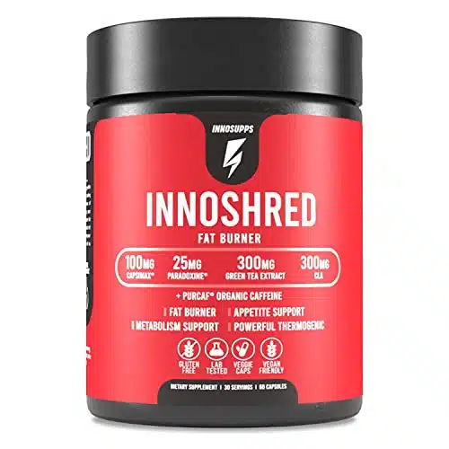 Inno Shred   Day Time Fat Burner  mg Capsimax, Grains of Paradise, Organic Caffeine, Green Tea Extract, Appetite Suppressant, Weight Loss Support (Veggie Capsules)  (with Stimulant)