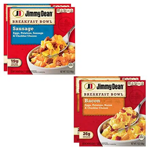 Jimmy Dean Breakfast Bowl Variety Pack   Bacon and Sausage Bowls with Eggs, Potatoes and Cheddar Cheese   Rich Source of Protein   Pack (Boxes of Each)   Ready Set gourmet Donate a Meal Program