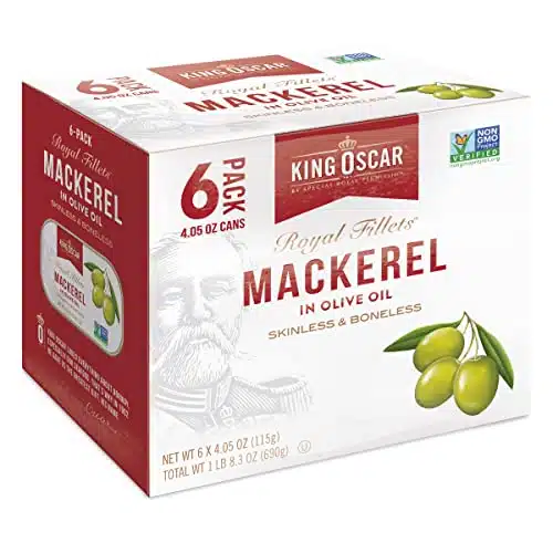 King Oscar Skinless & Boneless Mackerel Fillets Cluster Pack in Olive Oil, Ounce Cans (Pack of )