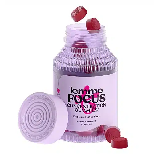 Lemme Focus Concentration & Brain Health Gummies with Cognizin Citicoline, Lion's Mane Mushroom, Vitamin Bto Support Focus + Concentration   Vegan, Gluten Free, Caffeine Free, Strawberry (Count)