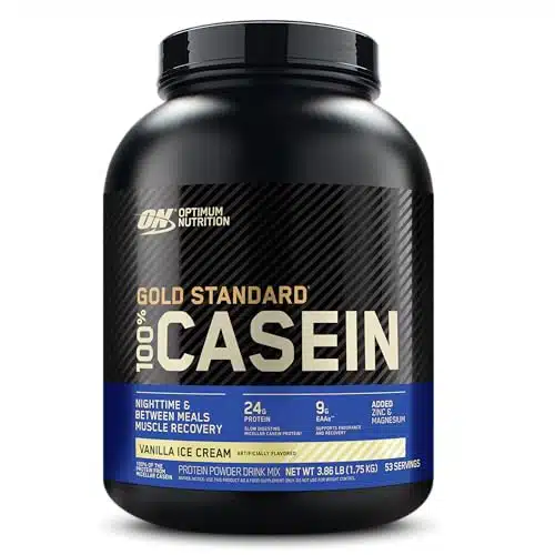 Optimum Nutrition Gold Standard % Micellar Casein Protein Powder, Slow Digesting, Helps Keep You Full, Overnight Muscle Recovery, Creamy Vanilla, Pound (Packaging May Vary)