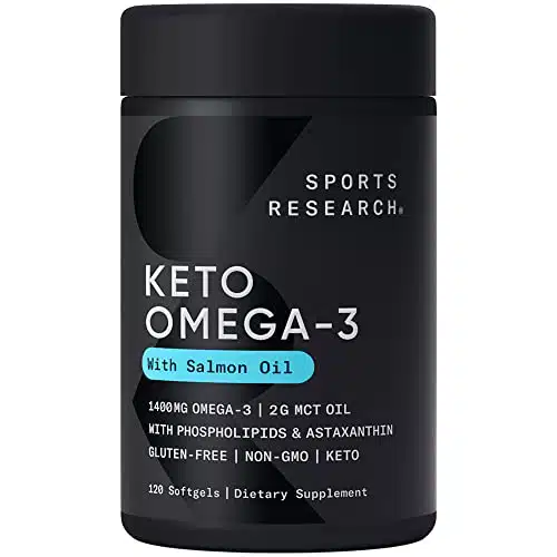 Sports Research Keto Omega Fish Oil with Wild Sockeye Salmon, Antarctic Krill Oil, Astaxanthin & Coconut MCT Oil   mg of EPA & DHA per Serving  Keto Certified & Non GMO Verified (Softgels)