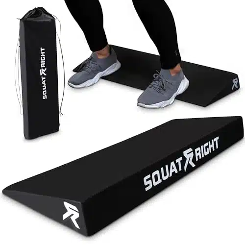 Squat Right Squat Wedge   Premium Extra Wide & Durable Incline Slant Board   Calf Stretcher with Anti Tip Design   Ideal for Enhancing Strength Weightlifting, Physical Therapy, and Improving Mobility