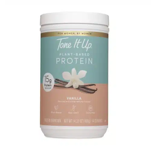 Tone It Up Plant Based Protein Powder I Dairy Free, Gluten Free, Kosher, Non GMO Pea & Chia Protein and Oat Milk I for Women I Servings, g of Protein â Vanilla