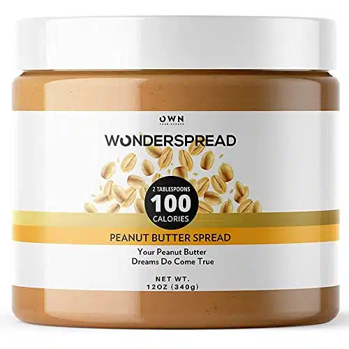 Wonderspread Half Calorie Gourmet Peanut Butter, Only Calories per tablespoons, g Net Carbs, No Palm Oil, Oz