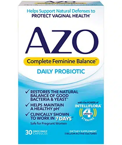 AZO Complete Feminine Balance Daily Probiotics for Women, Clinically Proven to Help Protect Vaginal Health, balance pH and yeast, Non GMO, Count