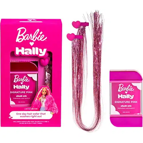 Barbie x Hally Temporary Hair Color for Kids  Pink Barbie Hair Dye  Barbie Hair Accessories for Women & Girls  Barbie Makeup for Hair  Barbie Movie Merch  Barbie Clothes & Shirt Accessory