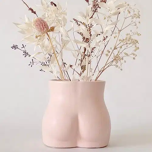 Body Vase Female Form, Butt Planter Booty Vases for Flowers wDrainage, Speckled Matte Pink, Ceramic Cheeky Plant Pot Modern Boho Room Decor, Cute Small Chic Succulents Women Flower Vase Sculpture