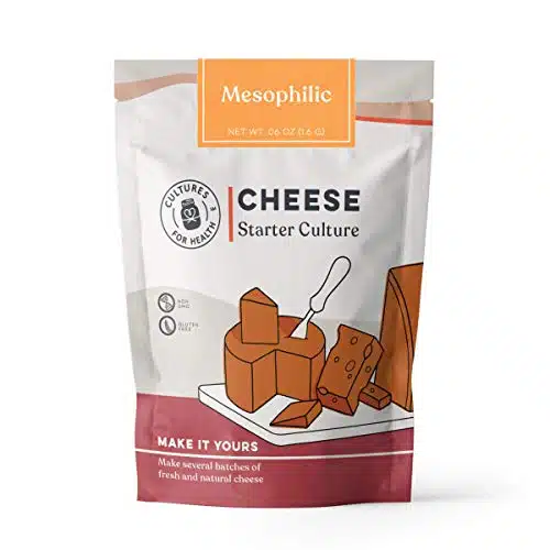 Cultures for Health Mesophilic Cheese Starter  Packets Direct Set Culture + Rennet Tablets for Cheese Making  DIY Semi Soft Fresh Cheese, Like Cheddar, Quark, Colby, Feta, Cottage Cheese, & More