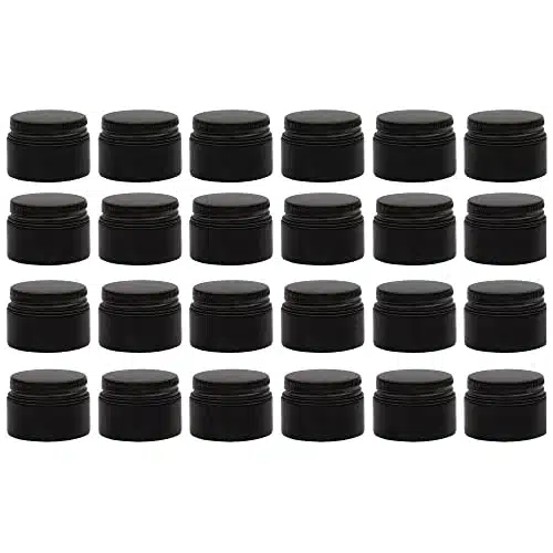 Darware illiliter Glass Balm Jars (Pack, Black); oz Tiny Cosmetic Jars with Lined Black Metal Lids