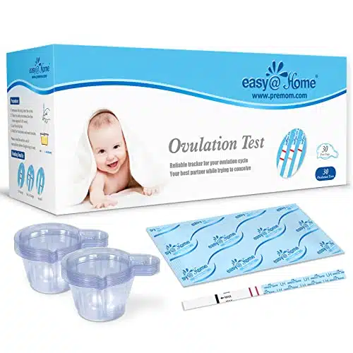 Easy@Home Ovulation Test Strips Accurate LH Ovulation Predictor Kit   Fertility Tests for Women â Powered by Premom Ovulation Tracker App  LH + Urine Cups