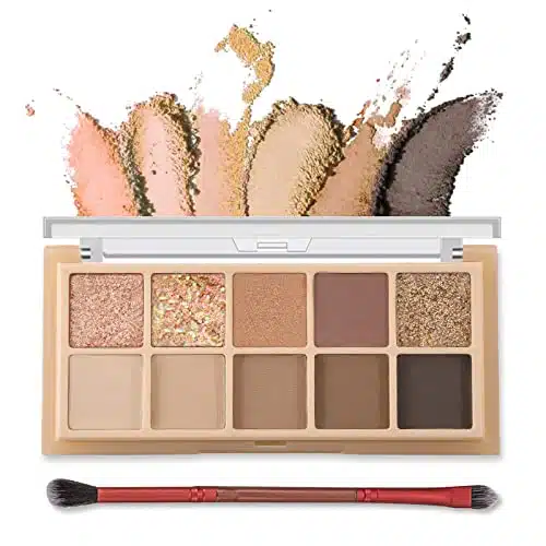 Erinde Colors Eyeshadow Palette Makeup   Matte Shimmer Glitter Eye Shadow, Ultra Blendable, High Pigmented, Naturing Looking, Neutral Nude Eyeshadow Palette with Professional Brush, Sunset