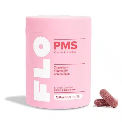 FLO PMS Vitamins for Women, Servings (Pack of )   Proactive PMS Relief   Targets Hormonal Breakouts, Bloating, Cramps, & Mood Swings with Chasteberry, Vitamin B, & Lemon Balm