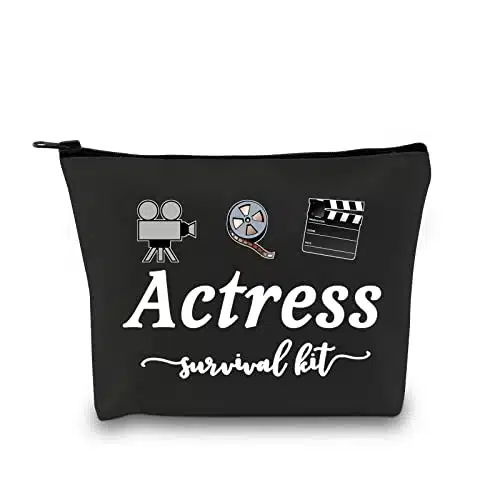 GJTIM Actress Gift Actress Survival Kit Theatre Acting Gift Zipper Pouch Funny Makeup Bag for Drama Student (Survival Kit Actress Black)