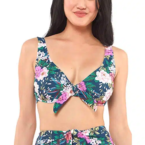Jessica Simpson Women's Standard Mix & Match Floral Bikini Swimsuit Separates (Top & Bottom), Dark Navy Multi, D