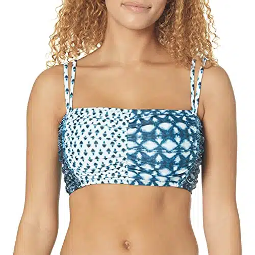 Jessica Simpson Women's Standard Mix & Match Print Bikini Swimsuit Separates (Top & Bottom), Navy Bandeau, S