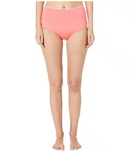 Kate Spade Womens High Waist Scalloped Bikini Swim Bottom Pink M