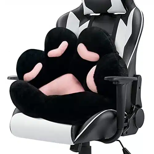 MOONBEEKI Cat Paw Cushion Chair Comfy Kawaii Shape Lazy Plush Pillow for Gamer Chair x Cozy Floor Cute Seat Kawaii for Girl Worker Gift, Dining Room Bedroom Decorate Black