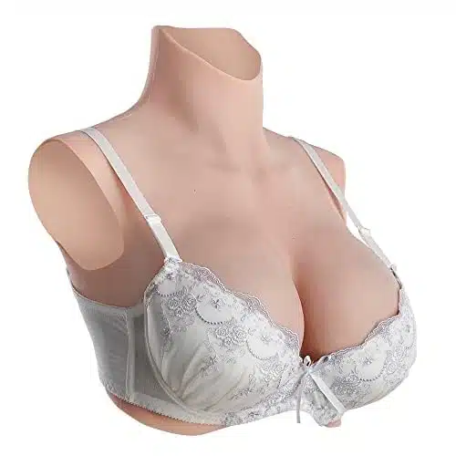 Realistic Silicone Breastplate Round Collar Fake Boobs B F Cup for Crossdressers Drag Queen Mastectomy Transgender