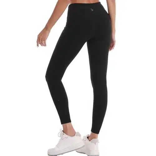 SAKRIYA Women's High Waist Tummy Control, No Camel Toe Yoga Pants with Large Side Pockets for Workout or Daily Wear (Inseam, M, Black)