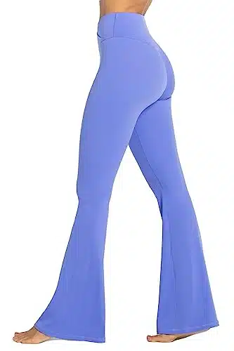 Sunzel Flare Leggings, Crossover Yoga Pants with Tummy Control, High Waisted and Wide Leg, No Front Seam Periwinkle Medium