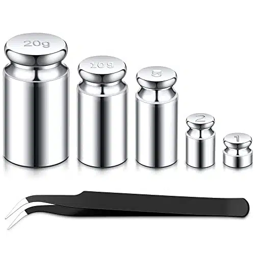 TOODOO g g g g g Gram Set for Digital Scale Balance and Piece Calibration Weight Tweezer, Silver