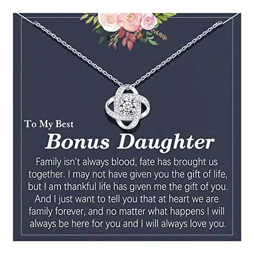 UNGENT THEM Bonus Daughter Gifts, Stepdaughter Step Bonus Daughter Necklace Gifts from Stepmom Mom, Adopted Daughter Stepdaughter Gifts from Stepdad