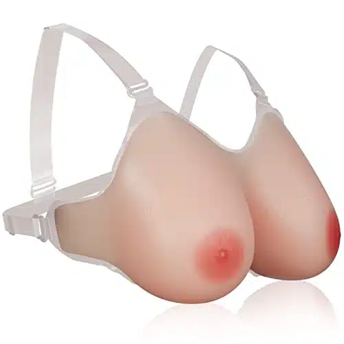 Vollence B Cup Realistic Strap on Silicone Breast Forms Enhancer Boobs No Bra Need for Cross Dresser Nude
