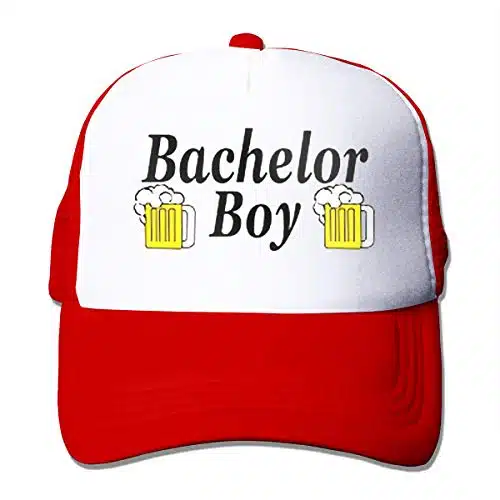 Waldeal Men's Bachelor Boy Party Trucker Caps Adjustable Mesh Baseball Hats Red
