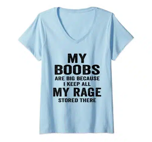 Womens My Boobs Are Big Because I Keep All My Rage Stored There V Neck T Shirt
