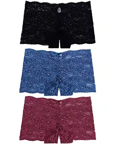 Yinhua Pack of Women's Regular & Plus Size Lace Boyshort Panties