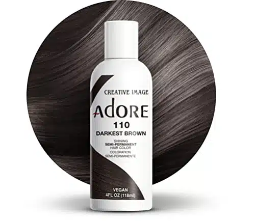Adore Semi Permanent Hair Color   Vegan and Cruelty Free Hair Dye   Fl Oz   Darkest Brown (Pack of )