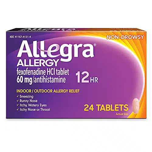 Allegra Adult HR Non Drowsy Antihistamine, Fast acting Allergy Symptom Relief, mg, Count (Pack of )