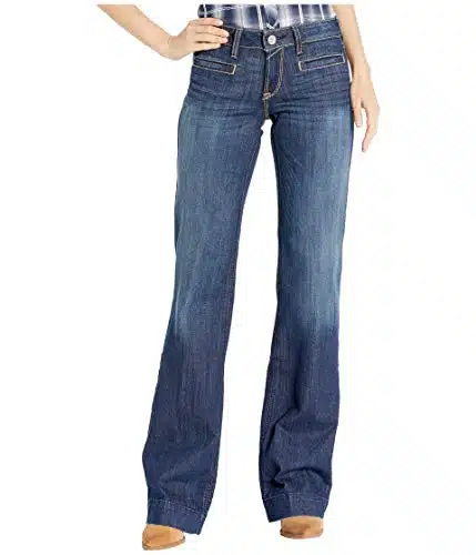 Ariat Female Trouser Mid Rise Stretch Lucy Wide Leg Jean Pacific