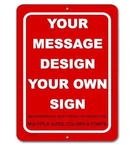 BA IMAGE Personalized Custom Red Aluminum Metal Sign with Your Message (xRed wWhite, Vertical)