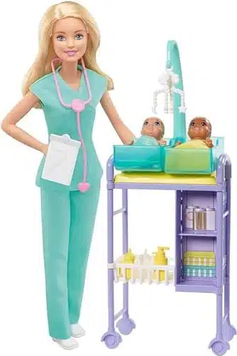 Barbie Careers Doll & Playset, Baby Doctor Theme with Blonde Fashion Doll, Baby Dolls, Furniture & Accessories