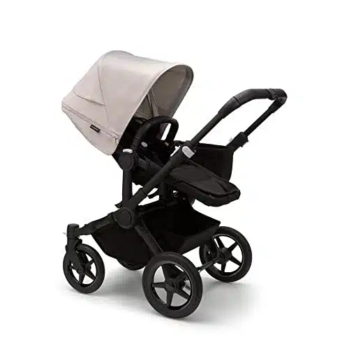 Bugaboo Donkey ono Complete Single Stroller Converts to Side by Side Double Stroller, Multiple Seat Positions   BlackMidnight Black Misty White