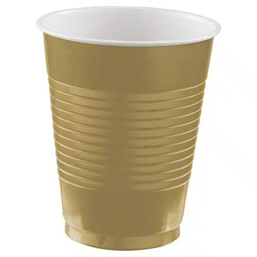 Disposable Party Plastic Cups   Oz  Excellent Disposable Cups For All Parties  Great Plastic Drinking Glasses Party Cups For Party Supplies, Pcs, Gold