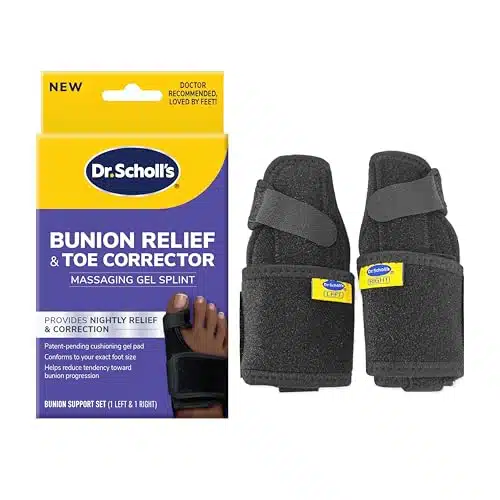 Dr. Scholl's BUNION RELIEF & TOE CORRECTOR  Massaging Gel Bunion Splint & Big Toe Straightener   Bunion Corrector for Women & Men   Bunion Pads for Bunion Relief, support set (left & right)