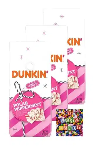 Dunkin Polar Peppermint Ground Coffee Bundle with Stone Cove Fridge Magnet   oz Per Bag   Seasonal Holiday Flavored Coffee (Bags)