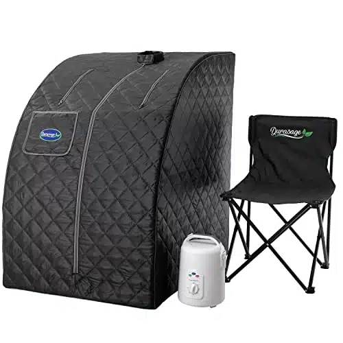 Durasage Lightweight Portable Personal Steam Sauna Spa for Relaxation at Home, inute Timer, att Steam Generator, Chair Included (Black)