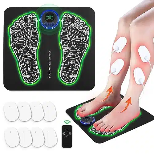 EMS Foot Massager Mat for Neuropathy Foot Stimulator Massager with Remote Control, in Back Massager & Legs Foot Circulation Device for Pain Relief Fasciitis, Muscles Relaxation with Pcs Pads