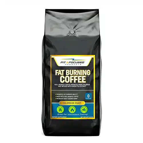 Fat Burning Coffee  Organic Colombian Ground Roast Infused With Green Tea Extract, Keto Diet Friendly Micro Roast with Powerful Antioxidants  (Ounce Bag)