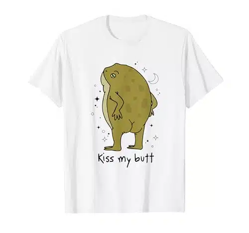 Frog Art Cottagecore Kiss My Butt Funny Frog Lovers Adult T Shirt